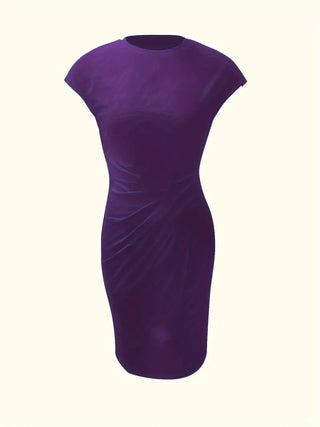 Solid Colour Women's Round Neck Dress