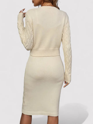 Elegant Cable Knit Two-Piece Dress