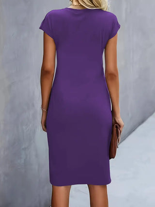 Solid Colour Women's Round Neck Dress