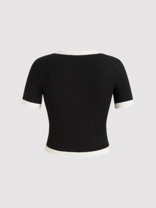 Women's Knitted Round-Neck Short-Sleeve Top