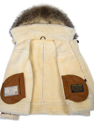 Women's Sheepskin Jacket with Fur Hood