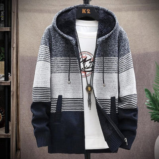 Men's Long Hooded Warm Cardigan