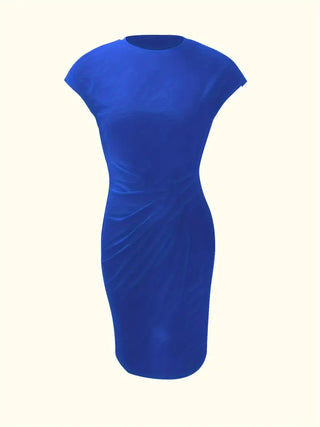 Solid Colour Women's Round Neck Dress