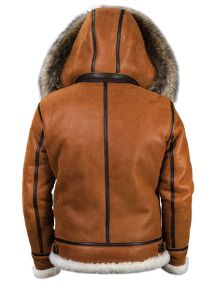 Women's Sheepskin Jacket with Fur Hood