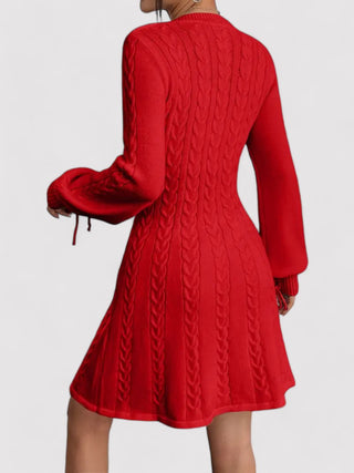 Cable Knit V-Neck Slim Fit Dress for Women