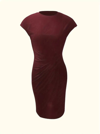 Solid Colour Women's Round Neck Dress