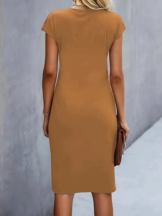 Solid Colour Women's Round Neck Dress