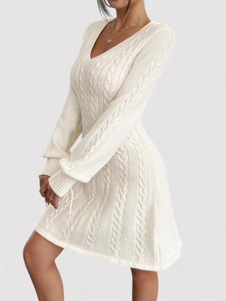 Cable Knit V-Neck Slim Fit Dress for Women