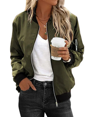 Women's Classic Bomber Jacket with Pockets