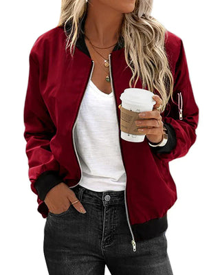 Women's Classic Bomber Jacket with Pockets