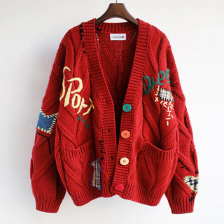 Women's Patchwork Knitted Cardigan