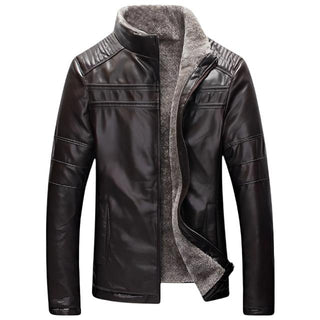 Men's Leather Jacket with Fleece Lining