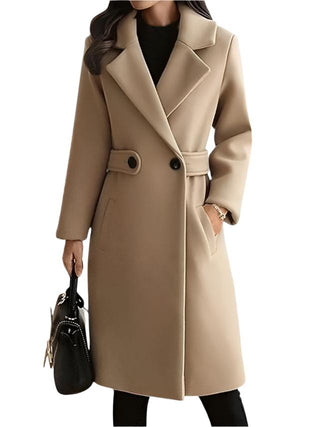 Narrow-belted wool winter coat