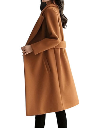 Narrow-belted wool winter coat