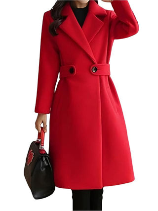 Narrow-belted wool winter coat