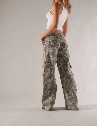 Women's Low-Waist Camouflage Cargo Trousers