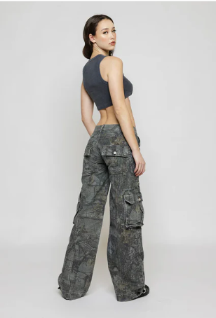 Women's Low-Waist Camouflage Cargo Trousers