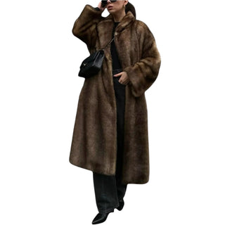 Stylish Long Faux Fur Trench Coat1