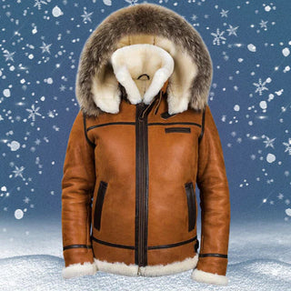 Women's Sheepskin Jacket with Fur Hood