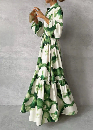 Women's Green V-Neck Maxi Dress