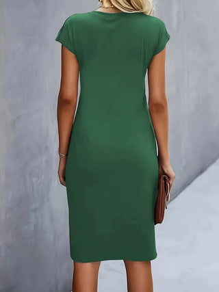 Solid Colour Women's Round Neck Dress