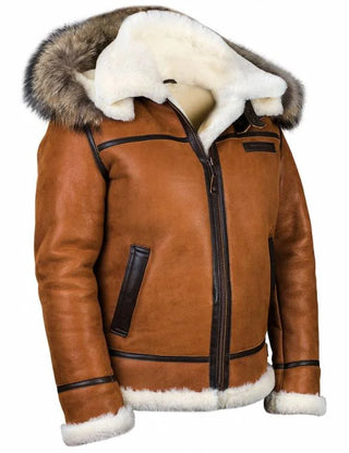 Women's Sheepskin Jacket with Fur Hood