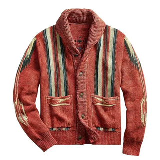 Men's Vintage-Style Jacquard Cardigan