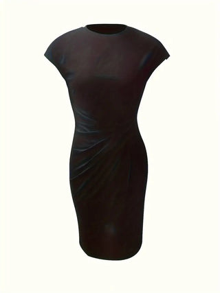 Solid Colour Women's Round Neck Dress