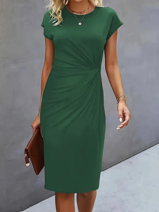 Solid Colour Women's Round Neck Dress