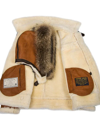 Women's Sheepskin Jacket with Fur Hood