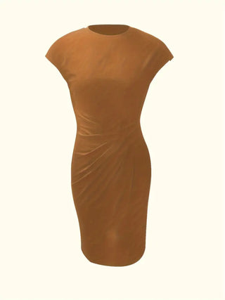 Solid Colour Women's Round Neck Dress