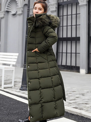 Long Warm Winter Coat with Belt