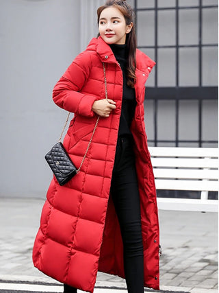 Long Warm Winter Coat with Belt